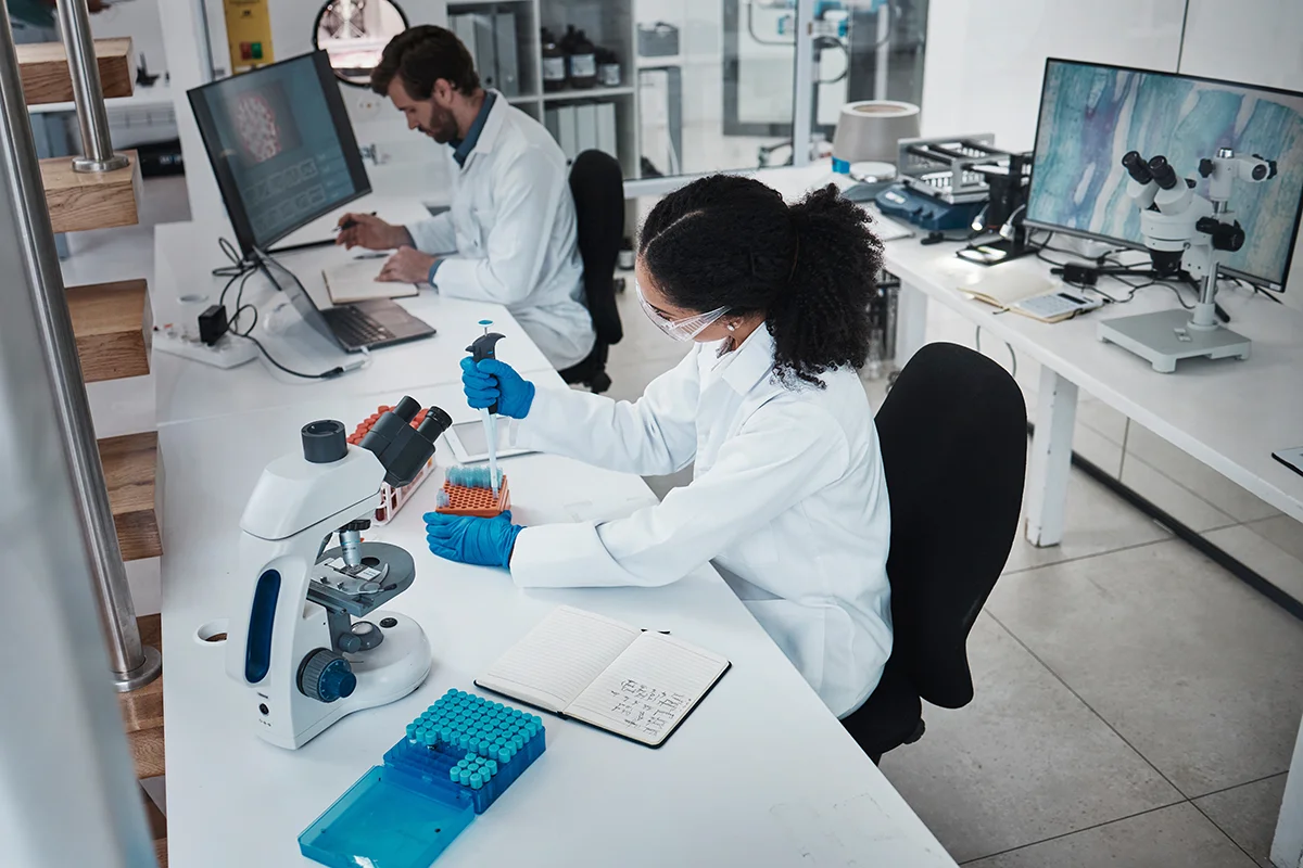 staff working in life sciences laboratory