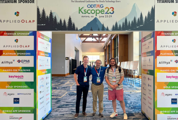 Traust team — Dan Hogan, Andrew Schultz, and Stephen Piper — attending the 2023 ODTUG Kscope Conference.