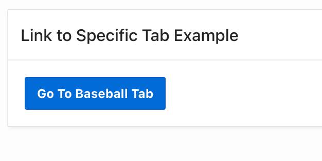 A screenshot of the demo "Go to Baseball Tab" button.